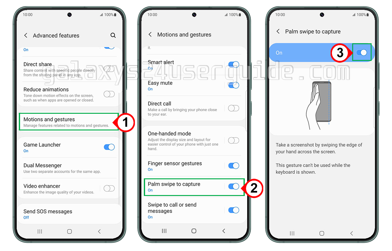 galaxy s24 palm swipe