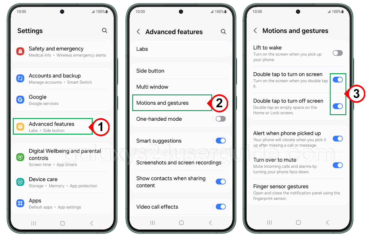 How to Enable Double Tap to Turn Off Screen on Galaxy S24